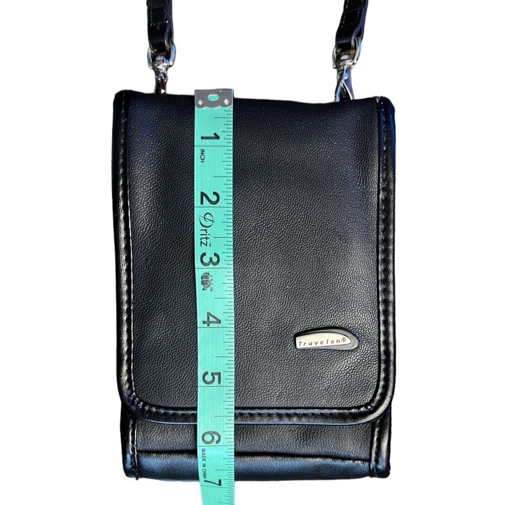 Travelon Leather Crossbody Purse Black Credit Card Belt Loop Boarding Pass Slot - Picture 12 of 16